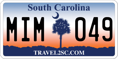 SC license plate MIM049