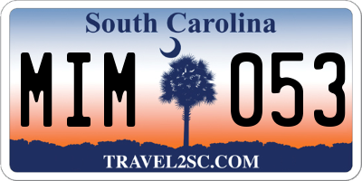 SC license plate MIM053