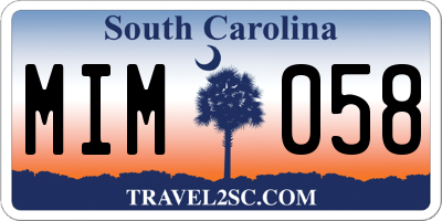 SC license plate MIM058
