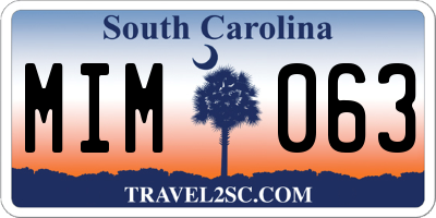 SC license plate MIM063