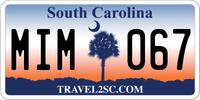 SC license plate MIM067