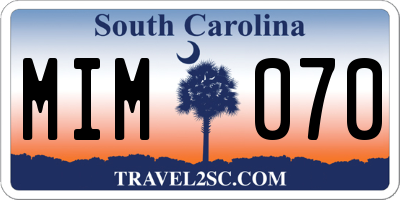 SC license plate MIM070
