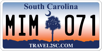 SC license plate MIM071