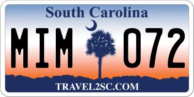 SC license plate MIM072