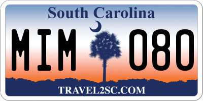 SC license plate MIM080