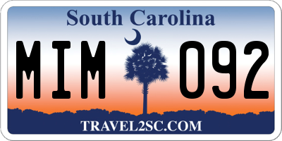 SC license plate MIM092