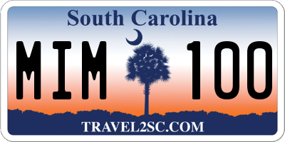 SC license plate MIM100