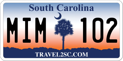 SC license plate MIM102