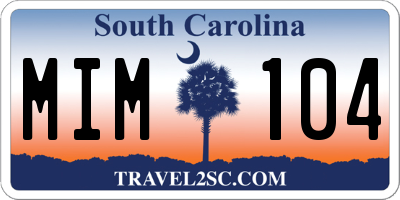 SC license plate MIM104