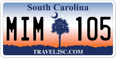 SC license plate MIM105
