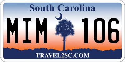 SC license plate MIM106