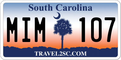 SC license plate MIM107
