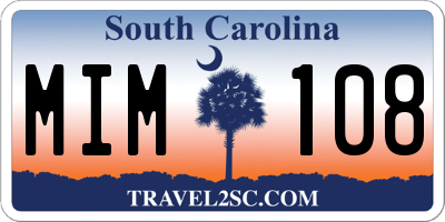 SC license plate MIM108
