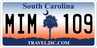 SC license plate MIM109