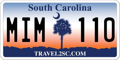 SC license plate MIM110