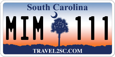 SC license plate MIM111