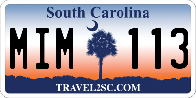 SC license plate MIM113