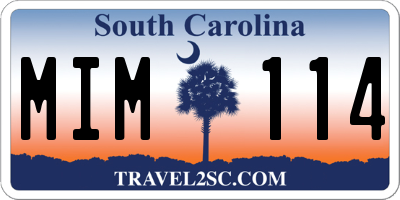 SC license plate MIM114