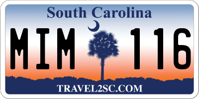 SC license plate MIM116