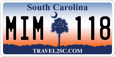 SC license plate MIM118