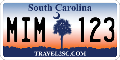 SC license plate MIM123
