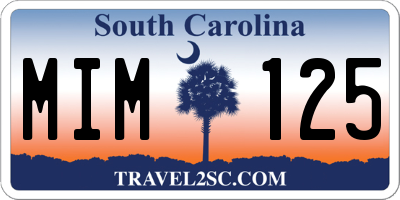 SC license plate MIM125