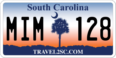 SC license plate MIM128