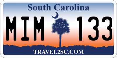 SC license plate MIM133
