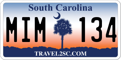 SC license plate MIM134