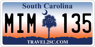 SC license plate MIM135