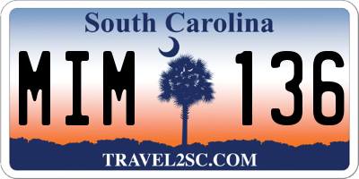 SC license plate MIM136