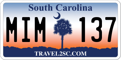 SC license plate MIM137