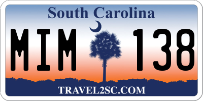 SC license plate MIM138