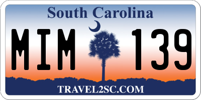 SC license plate MIM139