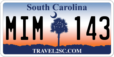 SC license plate MIM143