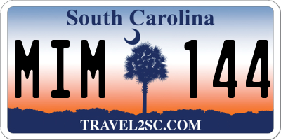 SC license plate MIM144