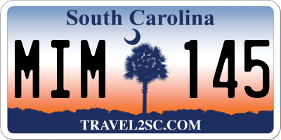 SC license plate MIM145