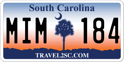 SC license plate MIM184