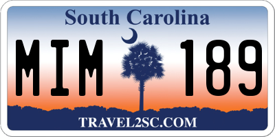 SC license plate MIM189