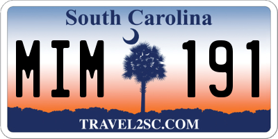 SC license plate MIM191
