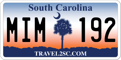 SC license plate MIM192