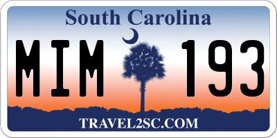 SC license plate MIM193