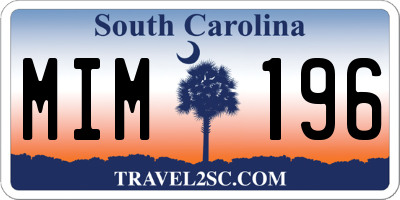 SC license plate MIM196