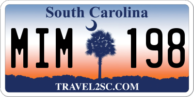 SC license plate MIM198