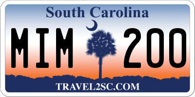 SC license plate MIM200