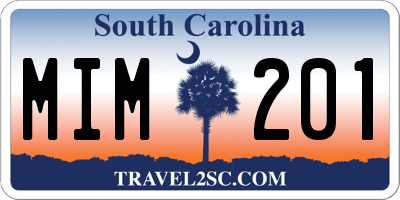 SC license plate MIM201