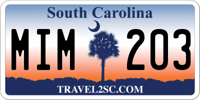 SC license plate MIM203