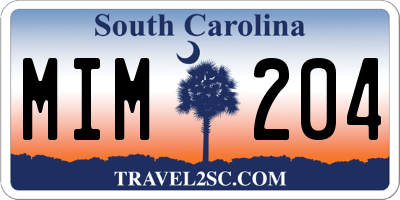 SC license plate MIM204