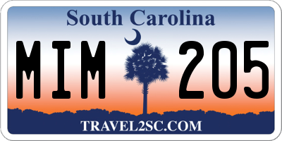 SC license plate MIM205