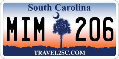 SC license plate MIM206